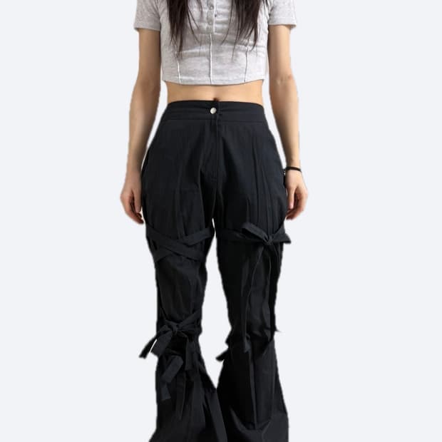 리본 부츠컷 팬츠