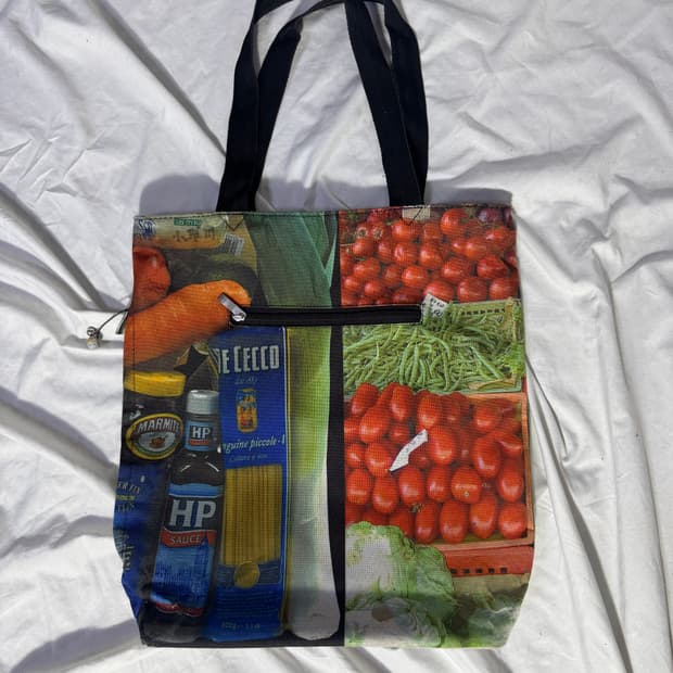 유럽 마켓 그래픽 캔버스 토트백