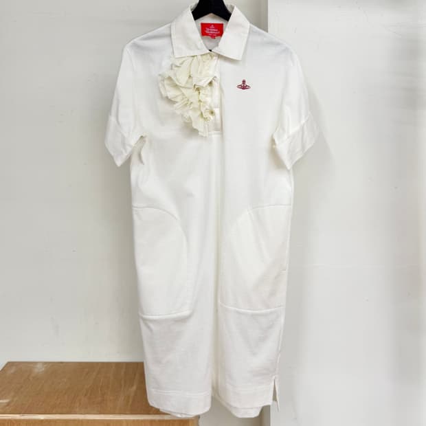 비비안 웨스트우드 레드라벨 화이트 프릴 셔츠 원피스