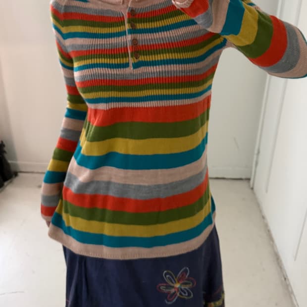 일본빈티지 모리 하구미 무지개니트