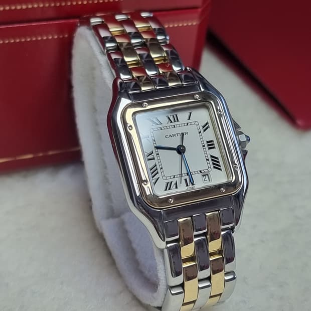 까르띠에 팬더 18K 두줄 콤비 M 쿼츠 남녀공용 시계 