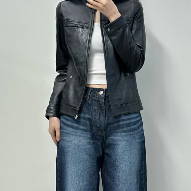 Vintage 빈티지 블랙 양가죽 레더 자켓