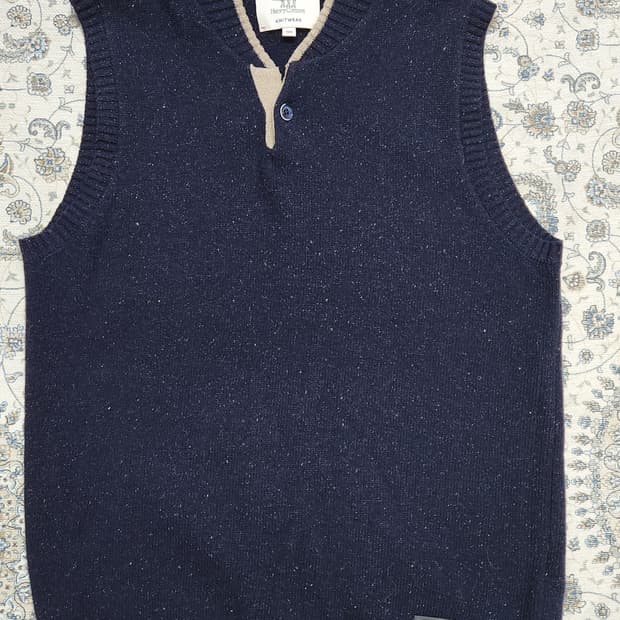 헨리코튼 버튼 울 니트 베스트 100