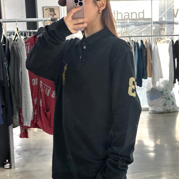 폴로랄프로렌 빅포니 넘버링 슬릿 PK롱슬리브긴팔티