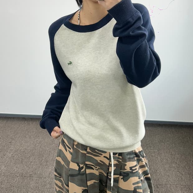 Lacoste 라코스테 네이비 아이보리 나그랑 니트
