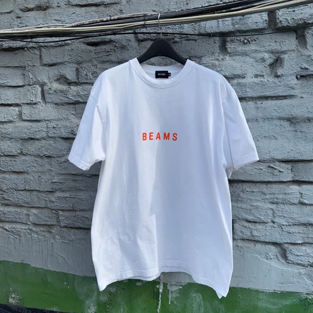 BEAMS 빔즈 오렌지 로고 반팔티셔츠(XL)