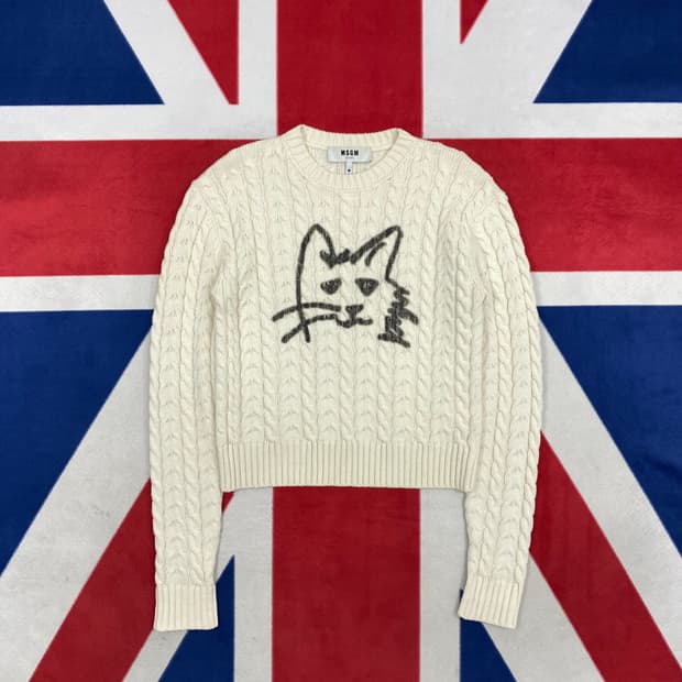 MSGM 고양이 프린팅 니트 여성XS 실측 55