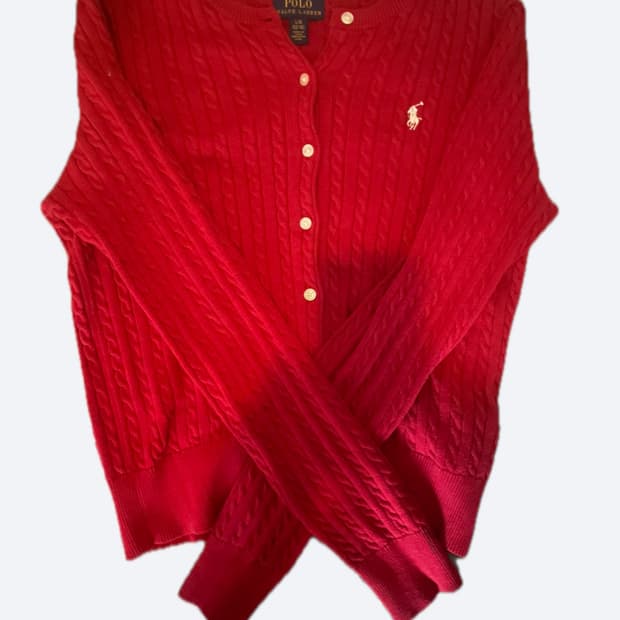 폴로 랄프로렌 레드 케이블니트 가디건 (woman)