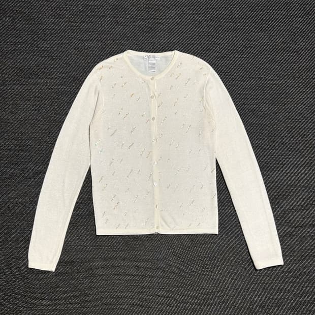 [L] dressbarn 드레스반 아이보리 큐빅 라운드 니트 가디건