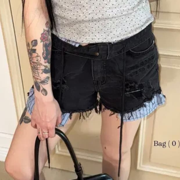 더미스테리어스호텔 레이어드 데님 숏팬츠 1사이즈