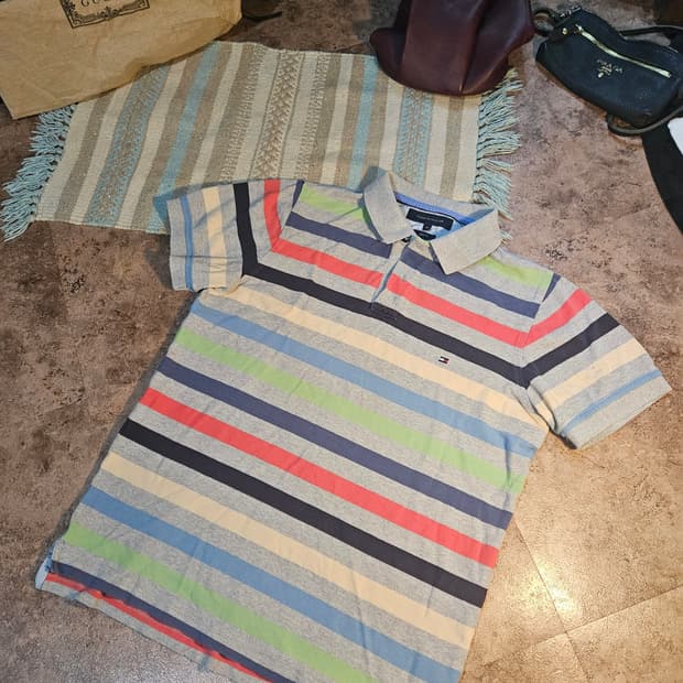 타미힐피거(Tommy Hilfiger) 정품 슬림핏 스트라이프 카라티