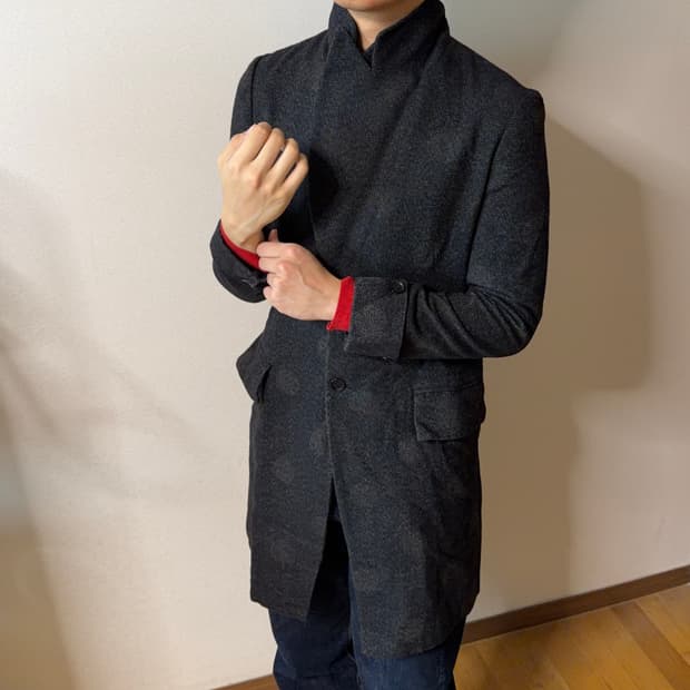 요지야마모토 NOIR 도트 자카드 코트