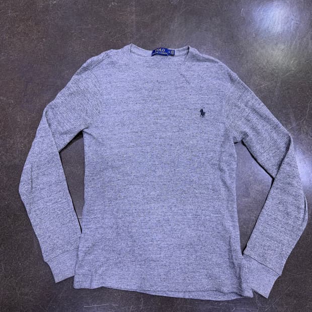 폴로 랄프로렌 우먼스 와플 긴팔티 그레이 N