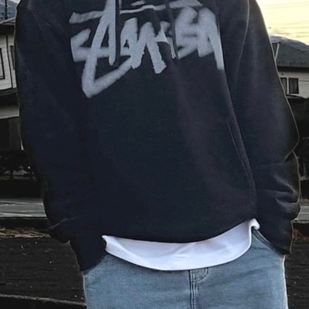 스투시 디지 스탁 후드 블랙 M