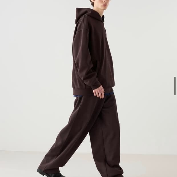 유니클로 C 스웨트와이드팬츠 다크브라운 M