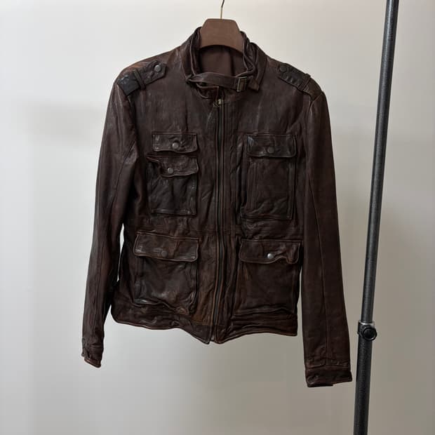 Naknine 빈티지 4포켓 브라운 양가죽 자켓