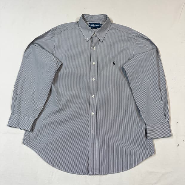 XL) 폴로 랄프로렌 클래식 블랙 스트라이프 포플린 셔츠