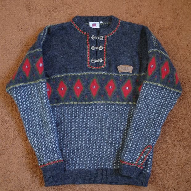 노르딕 헤비 울 하프집 스웨터