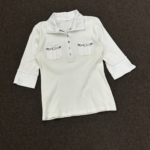 M)Japanese vintage 여성 포켓 카라 반팔