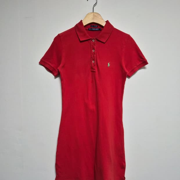 폴로랄프로렌Polo 레드 코튼 카라 원피스 L - T159