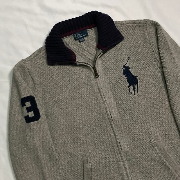 폴로 랄프로렌 빅포니 그레이 니트 집업