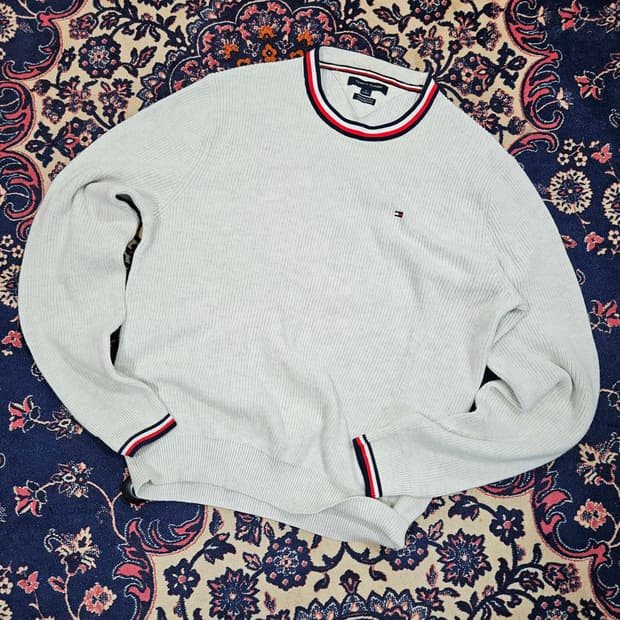 타미힐피거 리브드 제네바 크르넥 니트 스웨터 M size