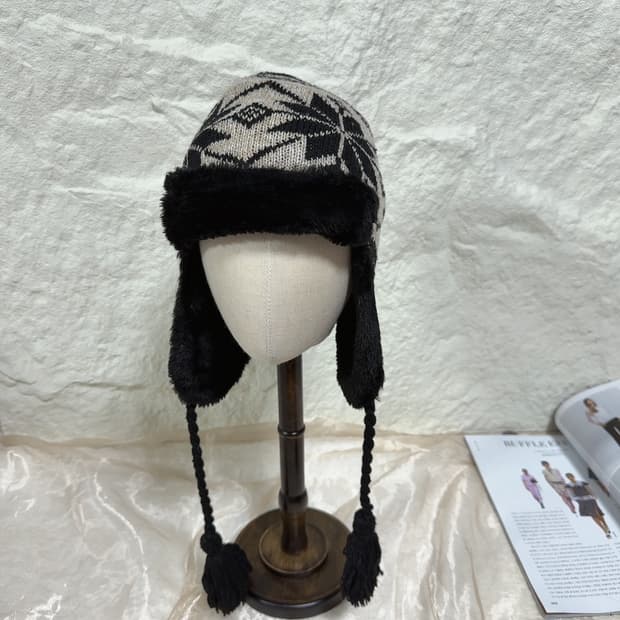 빈티지 크위찬 기모 니트 모자 귀달이 모자