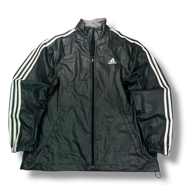 100 아디다스 레더 유광 바람막이 자켓 
