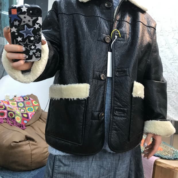 파사드패턴 Facade pattern 양면 리버시블 양털 무스탕 자켓