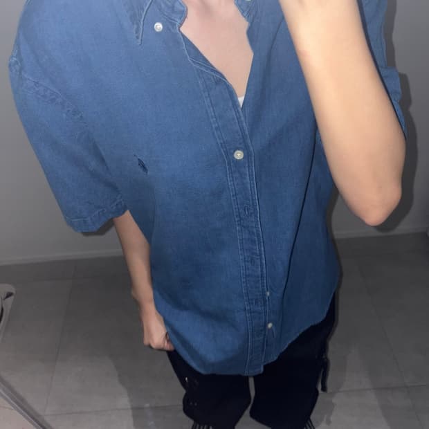 폴로 반팔 데님셔츠