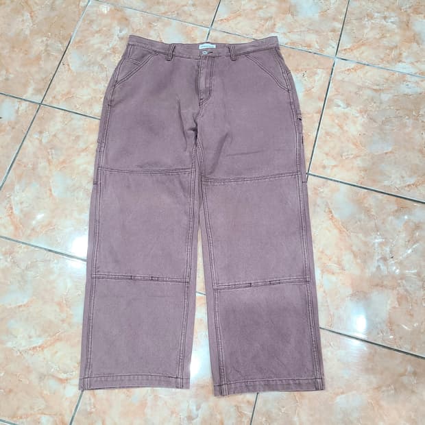 에스피오나지 워시드 더블니 워크팬츠 (버건디)