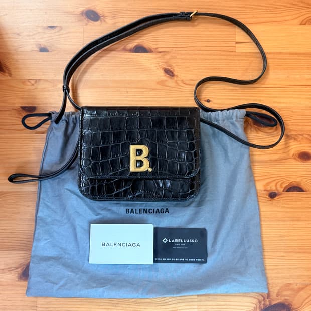 발렌시아가 정품 B로고 크로커 여성 스몰 크로스백 숄더백