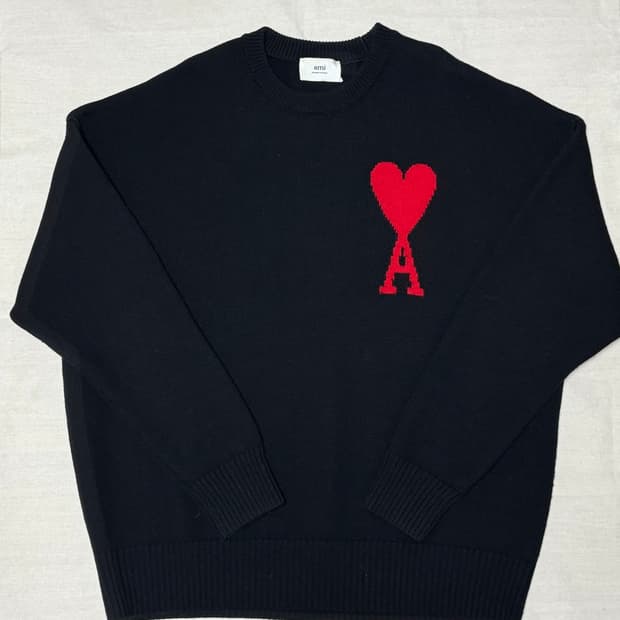 아미 인타르시아 빅하트 로고 니트 [XL]