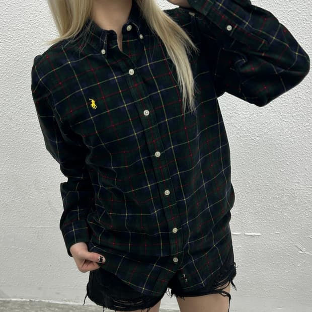 폴로 랄프로렌 레몬포니 크리스마스 체크 코듀로이 셔츠 L