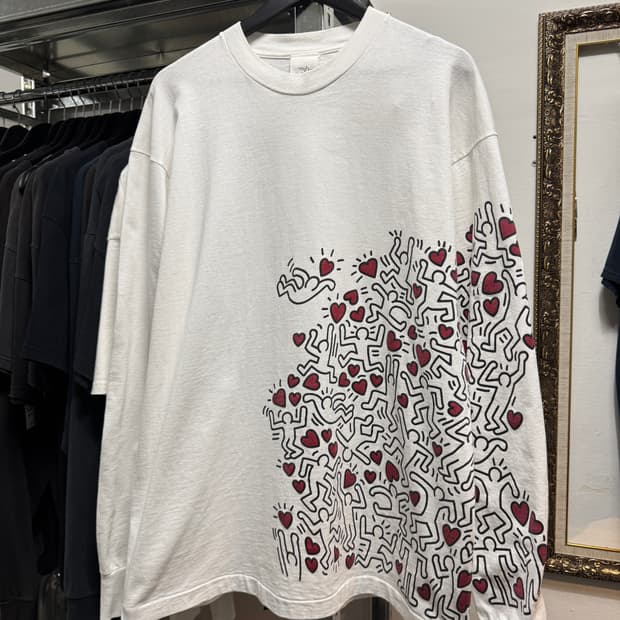 빈티지 90s 키스해링 ‘MANPOWER' 아트 티 롱슬리브