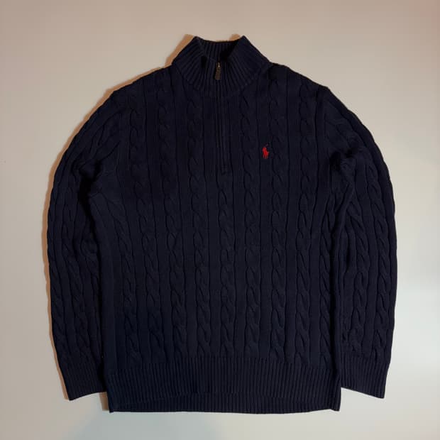 폴로랄프로렌 케이블 반집업 니트