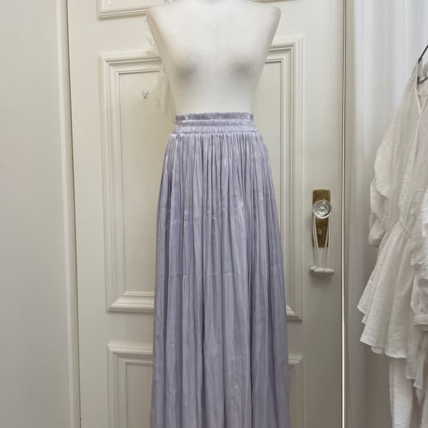 lavender glossy shirring banding long sk