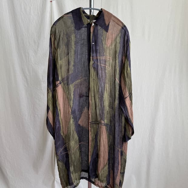 Keiko Kishi by nosh 패턴 시스루 롱 셔츠