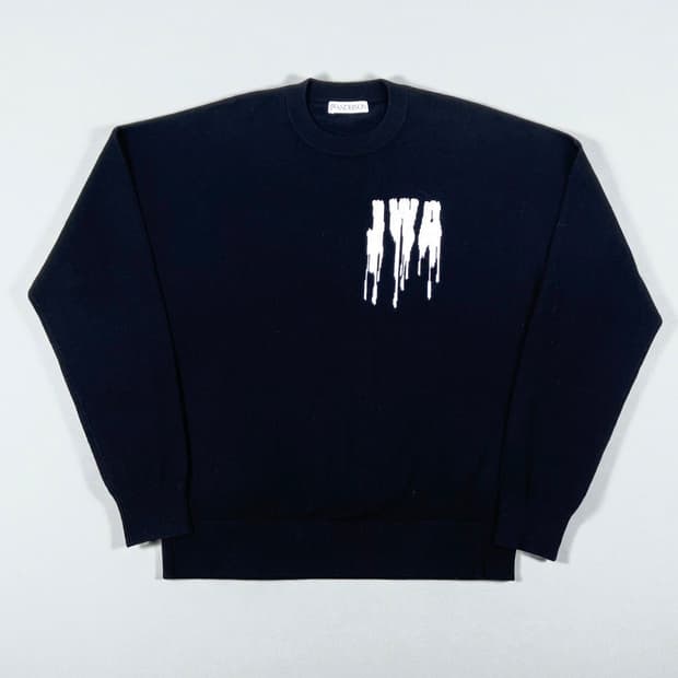 JW앤더슨 슬라임 로고 메리노 울 크루넥 니트 블랙 M사이즈