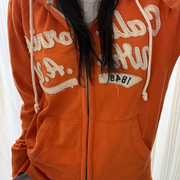 후아유 오렌지 후드집업 L