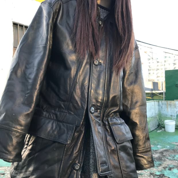 블랙 양가죽 자켓