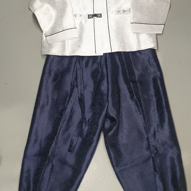 남성 한복 세트 100호 (화이트/네이비)