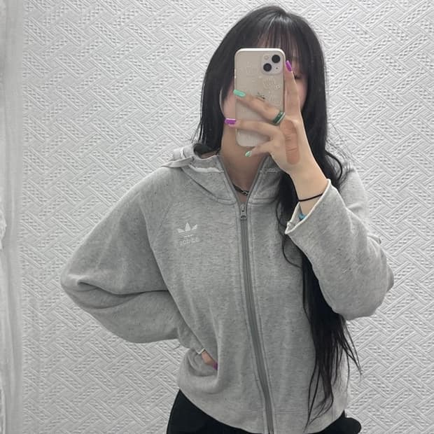 아디다스 빈티지 폭닥 세미크롭 후드 집업 95 C07375