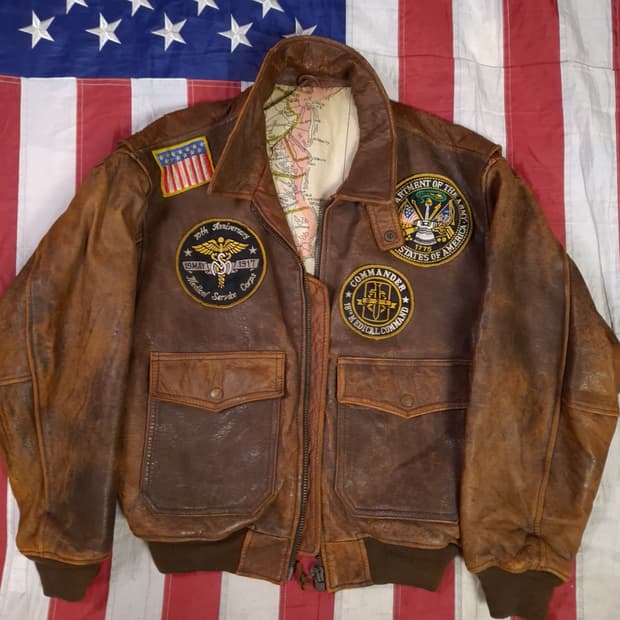 오리지날 80's ROBO 리얼레더 밀리터리 항공자켓