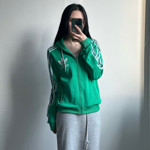 아디다스 그린 플락 트랙 후드 져지
