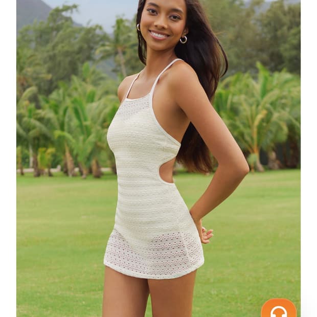 택o)코랄리크 백 스트링 크로셰 모노키니 아이보리