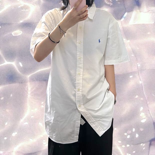 폴로 랄프로렌 신형 반팔 셔츠 화이트 L 