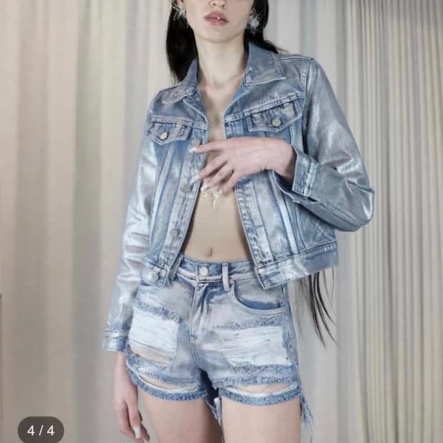 Silver coated denim jacket