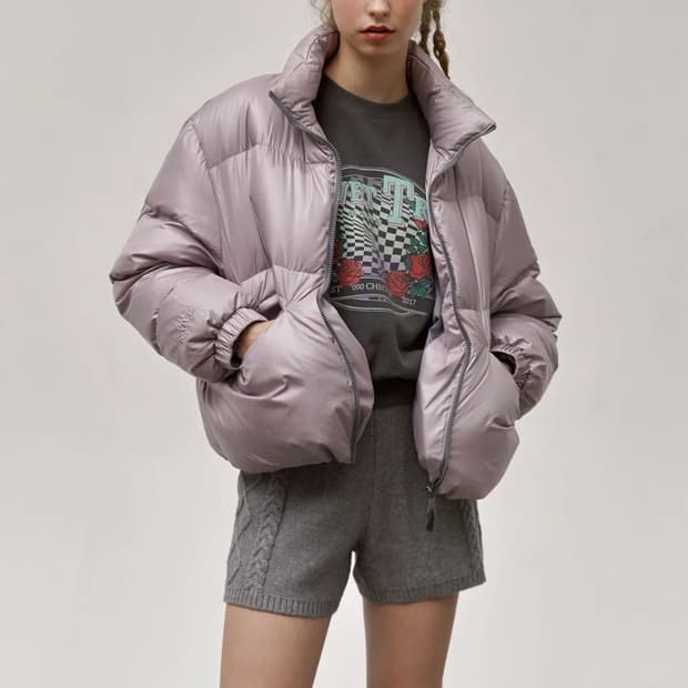 레이브 스트링 덕다운 패딩 핑크