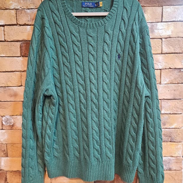 폴로 랄프로렌 케이블 니트 XL 그린